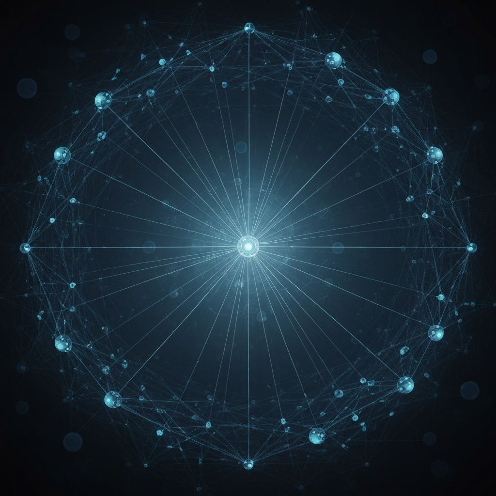 Technology data visualization showing interconnected networks